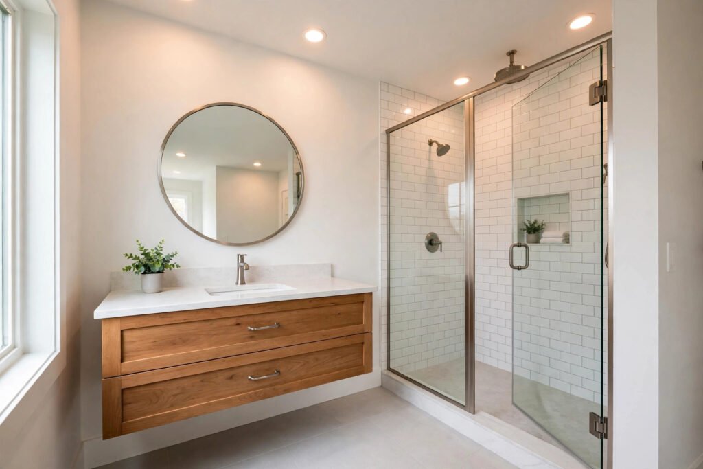 Modern remodeled bathroom interior